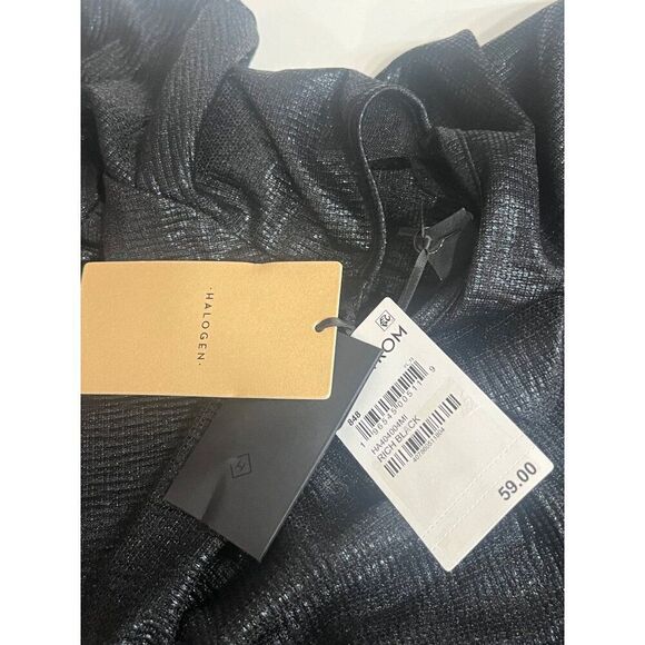 Halogen Women’s Metallic Cutout Mock Neck Top in Rich Black, Sz. S - Picture 6 of 12